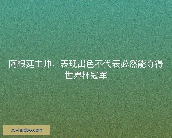 阿根廷主帅：表现出色不代表必然能夺得世界杯冠军