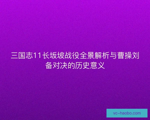 三国志11长坂坡战役全景解析与曹操刘备对决的历史意义