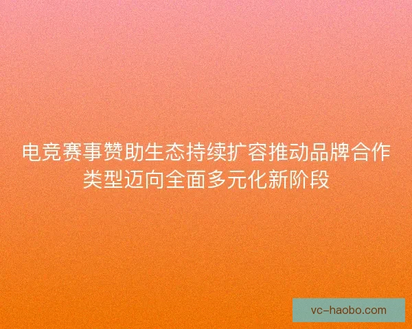 电竞赛事赞助生态持续扩容推动品牌合作类型迈向全面多元化新阶段